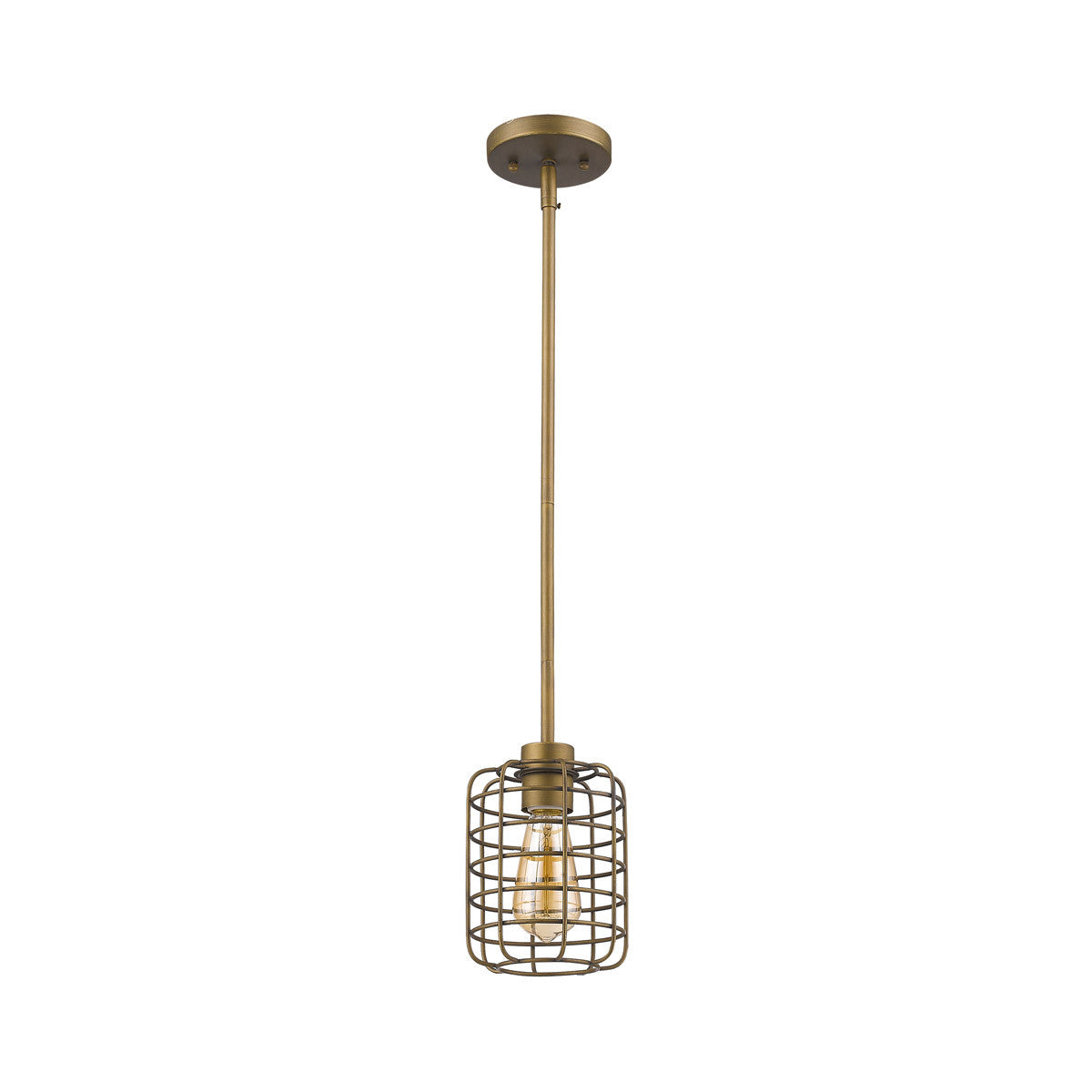 Acclaim Lighting Lynden 1-Light Raw Brass Pendant With Wire Cage Shade in Raw Brass IN21331RB