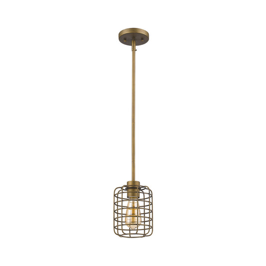 Acclaim Lighting Lynden 1-Light Raw Brass Pendant With Wire Cage Shade in Raw Brass IN21331RB