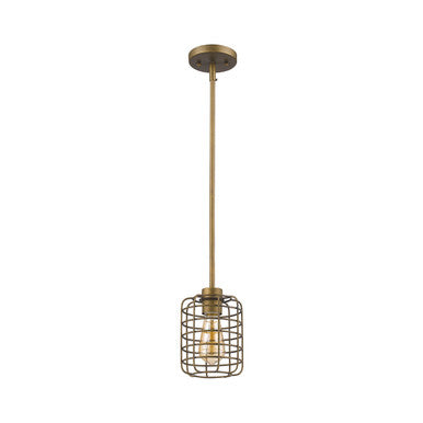 Acclaim Lighting Lynden 1-Light Raw Brass Pendant With Wire Cage Shade in Raw Brass IN21331RB