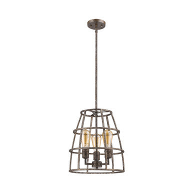 Acclaim Lighting Rebarre 3-Light Antique Silver Drum Pendant With Open Cage Shade in Antique silver IN21345AS