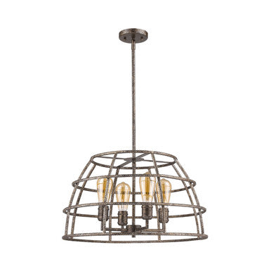 Acclaim Lighting Rebarre 4-Light Antique Silver Drum Pendant With Open Cage Shade in Antique silver IN21346AS