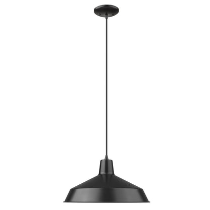 Acclaim Lighting Alcove 1-Light Matte Black Pendant With Antique White Interior Shade in Matte Black IN31143BK