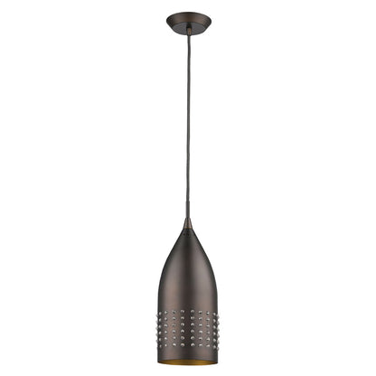 Acclaim Lighting Prism 1-Light Oil-Rubbed Bronze Pendant With Antique Gold Interior Shade And Glass Studding in Oil Rubbed Bronze IN31159ORB