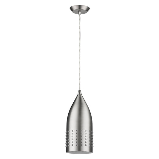 Acclaim Lighting Prism 1-Light Satin Nickel Pendant With White Interior Shade And Glass Studding in Satin Nickel IN31159SN