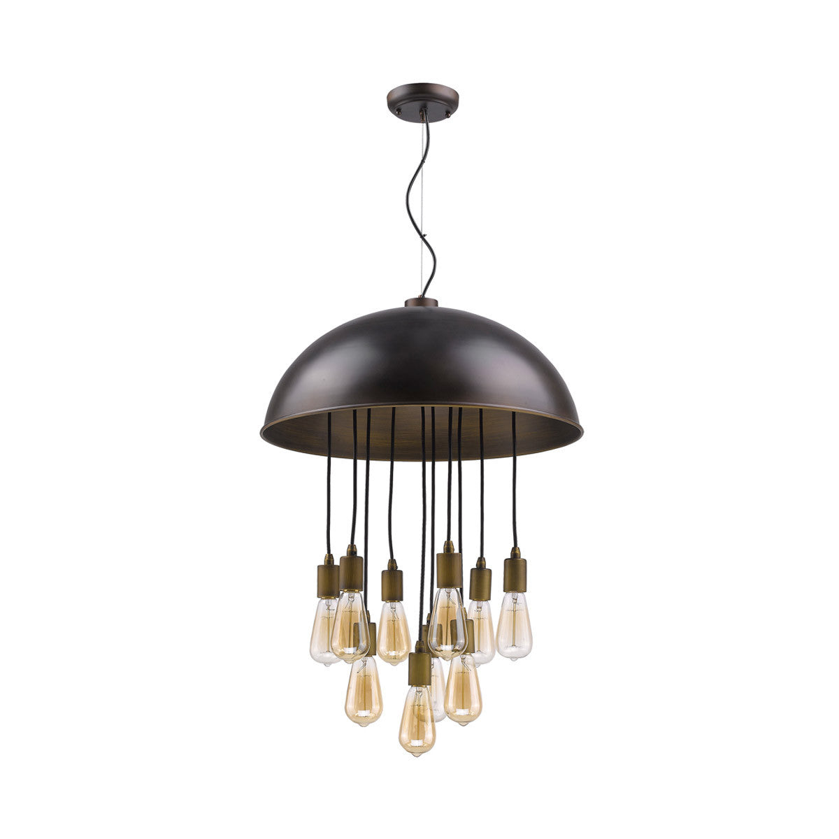 Acclaim Lighting Keough 10-Light Oil-Rubbed Bronze Bowl Pendant With Raw Brass Sockets in Oil Rubbed Bronze IN31215ORB