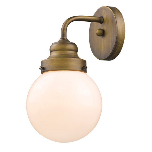 Acclaim Lighting Portsmith 1-Light Raw Sconce With White Globe Shade in Raw Brass IN41224RB