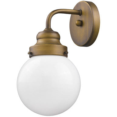 Acclaim Lighting Portsmith 1-Light Raw Sconce With White Globe Shade in Raw Brass IN41224RB