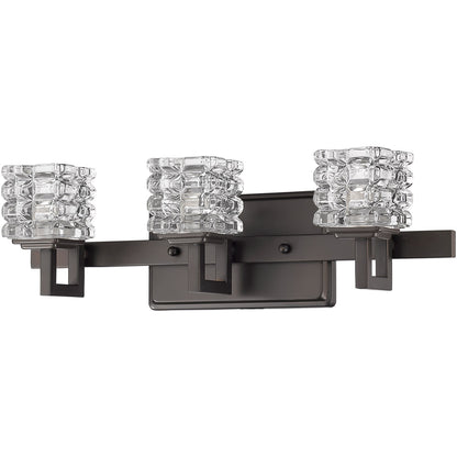 Acclaim Lighting Coralie 3-Light Oil-Rubbed Bronze Sconce With Pressed Crystal Shades in Oil Rubbed Bronze IN41316ORB