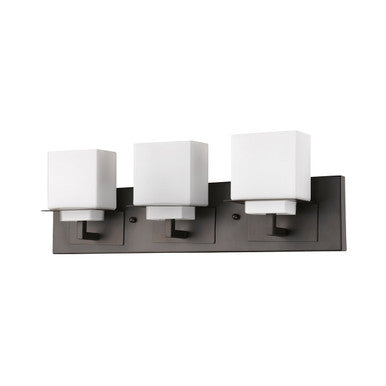 Acclaim Lighting Rampart 3-Light Oil-Rubbed Bronze Vanity Light With Etched Glass Shades in Oil Rubbed Bronze IN41331ORB