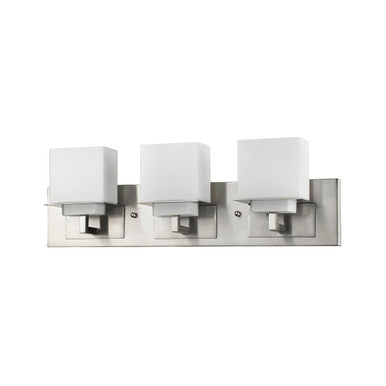 Acclaim Lighting Rampart 3-Light Satin Nickel Vanity Light With Etched Glass Shades in Satin Nickel IN41331SN