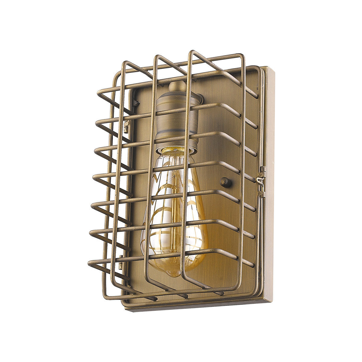 Acclaim Lighting Lynden 1-Light Raw Brass Sconce With Wire Cage Shade in Raw Brass IN41333RB