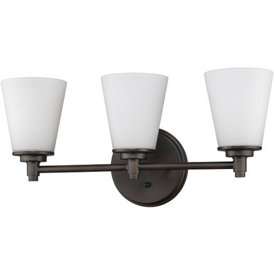 Acclaim Lighting Conti 3-Light Oil-Rubbed Bronze Sconce With Etched Glass Shades in Oil Rubbed Bronze IN41342ORB