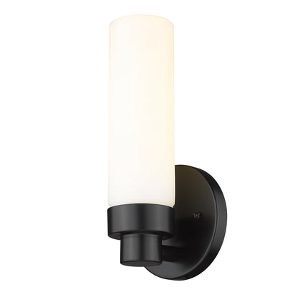 Acclaim Lighting Valmont 1-Light Matte Black Sconce With Etched Glass in Matte Black IN41385BK