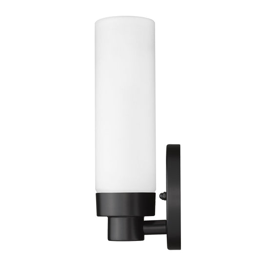 Acclaim Lighting Valmont 1-Light Matte Black Sconce With Etched Glass in Matte Black IN41385BK