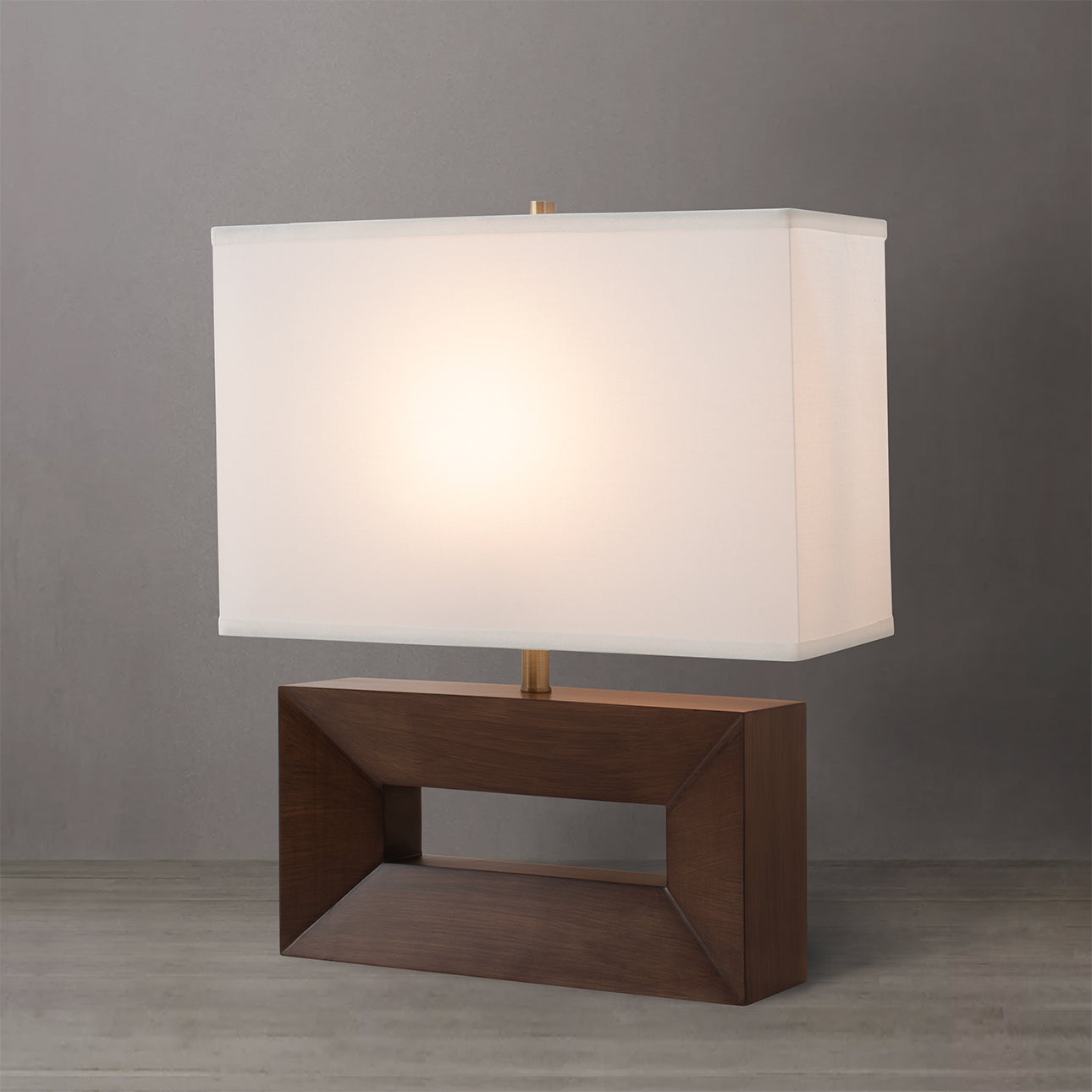 Nova of California Julie Reclining Table Lamp - Dark Walnut Wood Finish, Weathered Brass, White Linen Shade 1310830DW