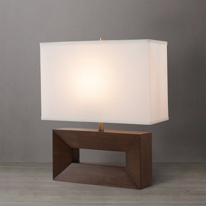 Nova of California Julie Reclining Table Lamp - Dark Walnut Wood Finish, Weathered Brass, White Linen Shade 1310830DW