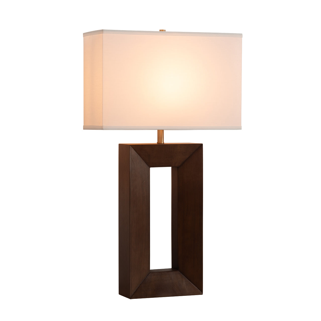 Nova of California Julie Standing Table Lamp - Dark Walnut Wood Finish, Weathered Brass, White Linen Shade 1010830DW