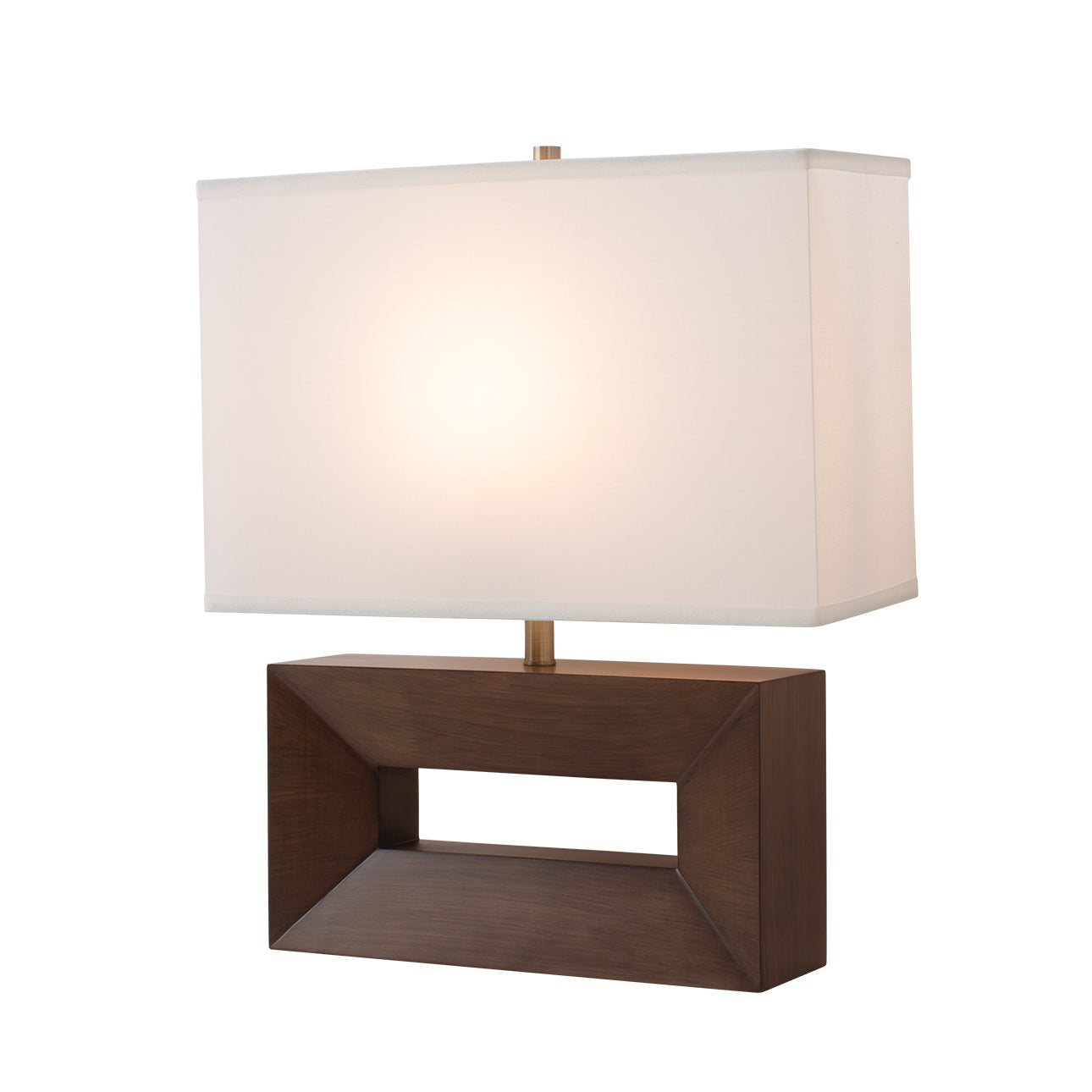 Nova of California Julie Reclining Table Lamp - Dark Walnut Wood Finish, Weathered Brass, White Linen Shade 1310830DW