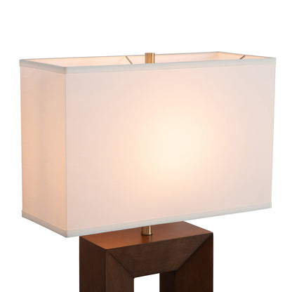 Nova of California Julie Standing Table Lamp - Dark Walnut Wood Finish, Weathered Brass, White Linen Shade 1010830DW