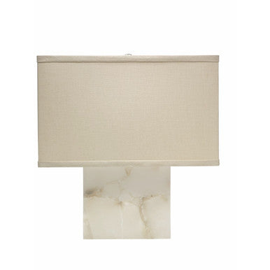 Jamie Young Borealis Accent Lamp, Small in Alabaster with Extra Small Rectangle Shade in Stone Linen  1BORE-SMAL