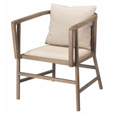 Jamie Young Grayson Arm Chair in Grey Wood and Off White Linen 20GRAY-CHGR