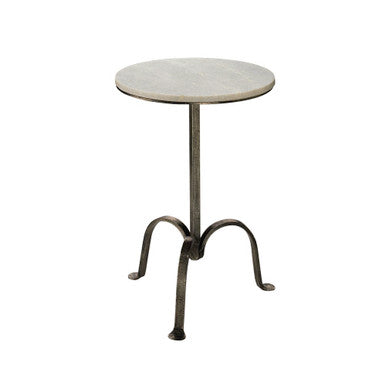 Jamie Young Left Bank Marble Table in White Marble with Gun Metal Iron Base 20MARB-TLGM