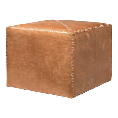 Jamie Young Large Ottoman in Buff Leather 20OTTO-LGLE