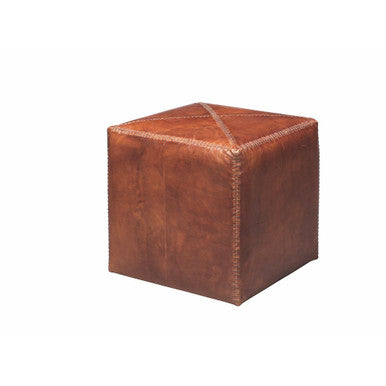 Jamie Young Small Ottoman in Tobacco Leather 20OTTO-SMTO