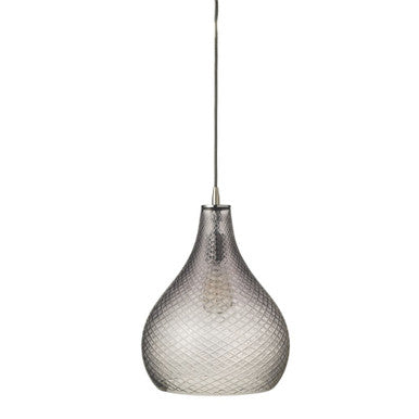 Jamie Young Large Cut Glass Curved Pendant in Grey Glass 5CGCURV-LGGR