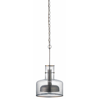 Jamie Young Clyde Pendant in Clear Glass with Gun Metal Hardware 5CLYD-CLGM