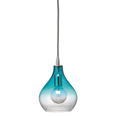 Jamie Young Small Curved Pendant in Aqua Seeded Glass  5CURV-SMAQ