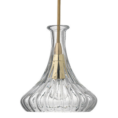 Jamie Young Isabella Carafe Pendant in Clear Glass with Brass Hardware 5ISAB-CLBR