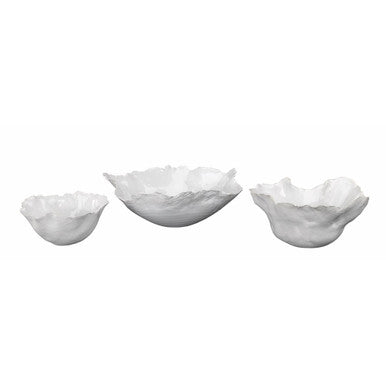 Jamie Young Fleur Ceramic Bowls in White Ceramic (set of 3) 7FLEU-BOWH