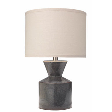 Jamie Young Berkley Table Lamp in Blue Ceramic with Small Drum Shade in White Linen 9BERKBLD71S