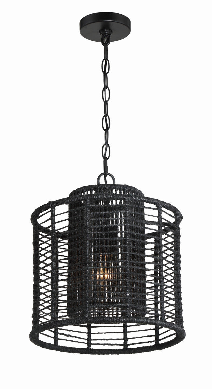 Crystorama Jayna 1 Light Matte Black Pendant JAY-A5001-MK