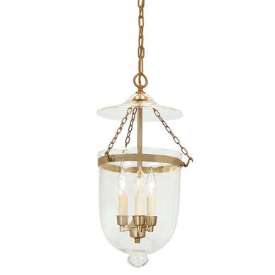 JVI Designs Medium Bell Jar Lantern With Clear Glass in Satin Brass 1023-10