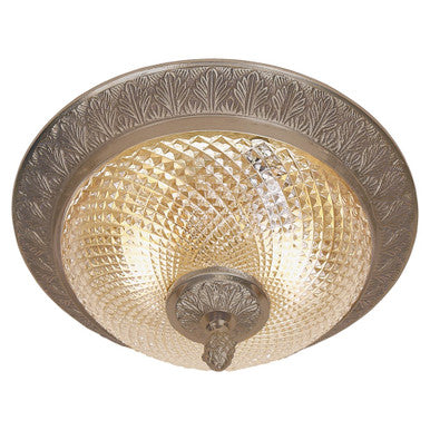 JVI Designs Small Cast Brass Flush Mount With Crystal Glass in Weathered Bronze 1070-02