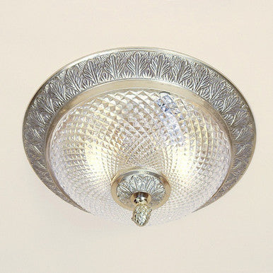 JVI Designs Small Cast Brass Flush Mount With Crystal Glass in Satin Nickel 1070-17