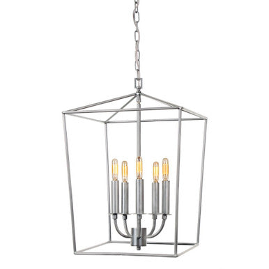 JVI Designs Five Light Large Open Lantern in Aged Silver 1142-23