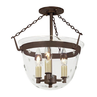 JVI Designs Small Semi Flush Classic Bell Lantern In Tiny Star Glass in Oil rubbed bronze 1154-08