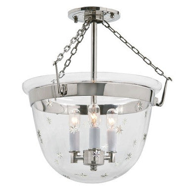 JVI Designs Small Semi Flush Classic Bell Lantern In Tiny Star Glass in Polished Nickel 1154-15