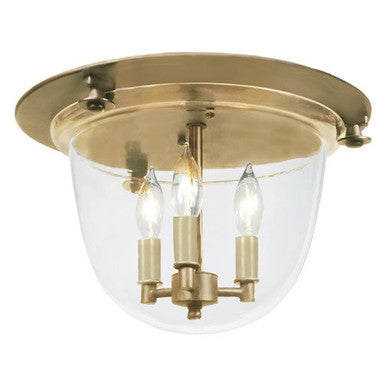 JVI Designs Classic Flush Mount Bell Lantern With Clear Glass in Satin Brass 1157-10