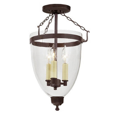 JVI Designs Three Light Danbury Bell Glass Lantern Clear Glass in Oil rubbed bronze 1162-08