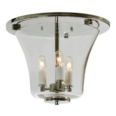 JVI Designs Three Light Greenwich Flush Mount Bell Lantern in Polished Nickel 1181-15