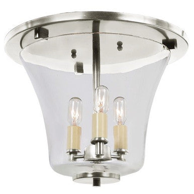 JVI Designs Three Light Greenwich Flush Mount Bell Lantern in Satin Nickel 1181-17