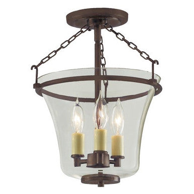 JVI Designs Three Light Greenwich Semi Flush Bell Lantern in Oil rubbed bronze 1182-08