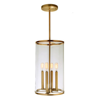 JVI Designs Gramercy Four Light Pendant in Satin Brass 1244-10