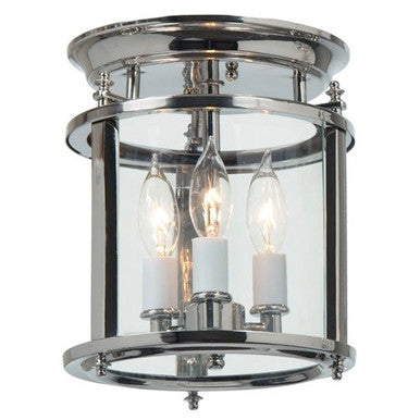 JVI Designs Murray Hill Bent Glass Ceiling Lantern  - Small in Polished Nickel 3019-15