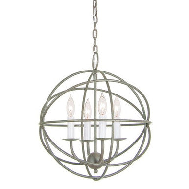 JVI Designs Four Light Globe Chandelier in Aged Silver 3031-23