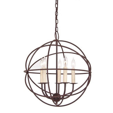 JVI Designs Five Light Globe Chandelier in Rust 3032-22